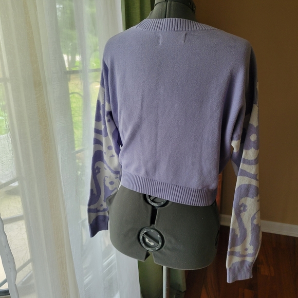 Hollister Purple and Cream Crew Neck Sweaters - Picture 3 of 5